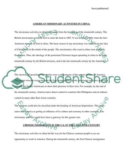 American Missionary Activities in China