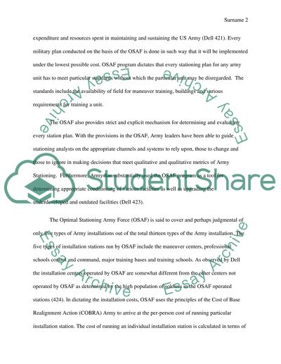 Transportation and Facilities Management Role in Military