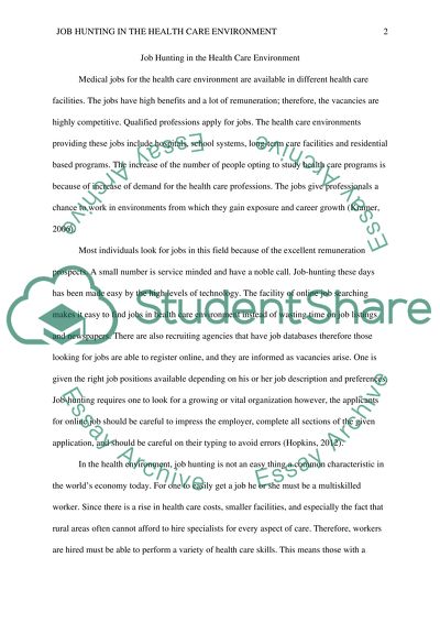 Job Hunting in the Health Care Environment