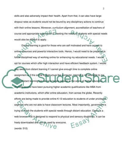 distance learning essay 250 words