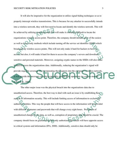 Security Risk Mitigation Policies