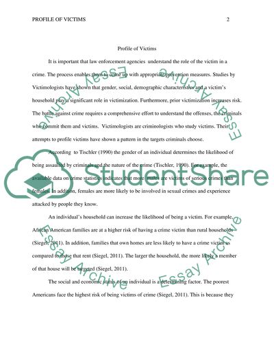 Profile of Victims Peculiarities