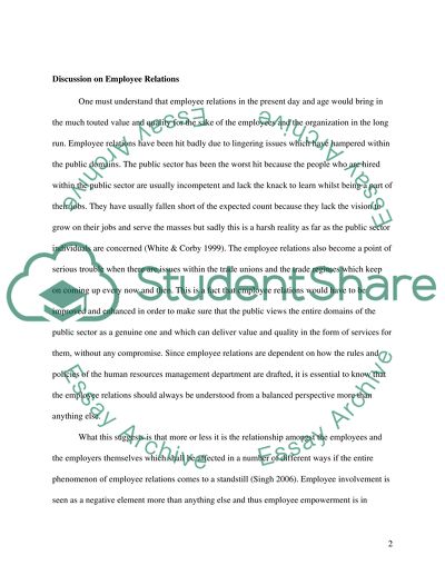 Employee Relations in the Public Sector