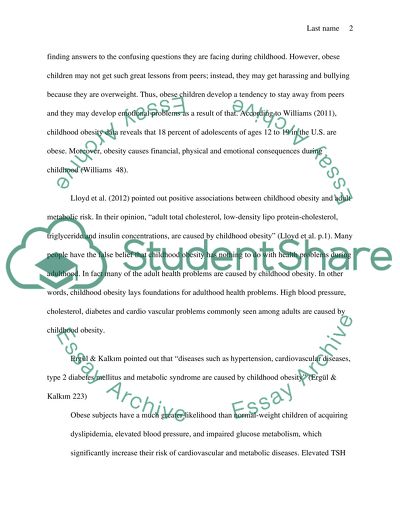 Childhood Obesity and Early Development of Chronic Diseases