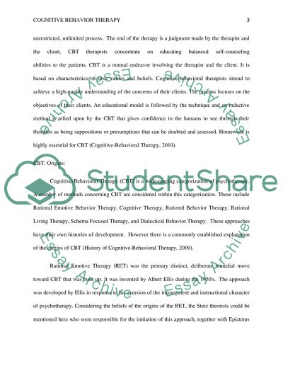 Method of Cognitive Behavior Therapy