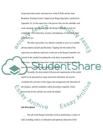 The Job of the Range Controller Analysis