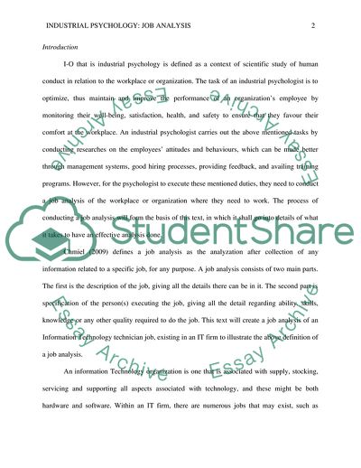 Industrial Psychology: Job Analysis