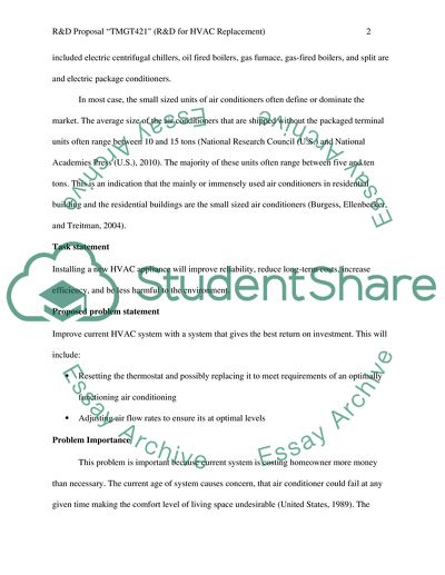 R&D Proposal TMGT421 (R&D for HVAC Replacement)