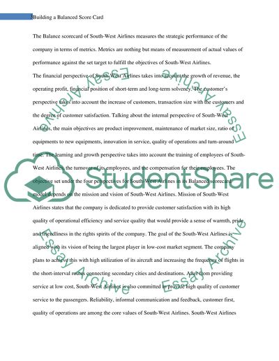 Building a Balanced Score Card