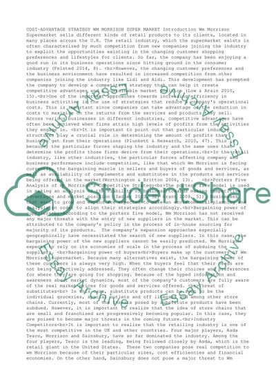 Cost-Advantage Strategy - WM Morrison Super Market