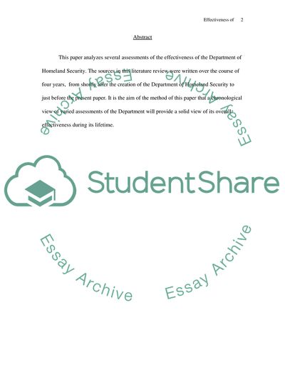 Effectiveness of the Department of Homeland Security Since Its Creation