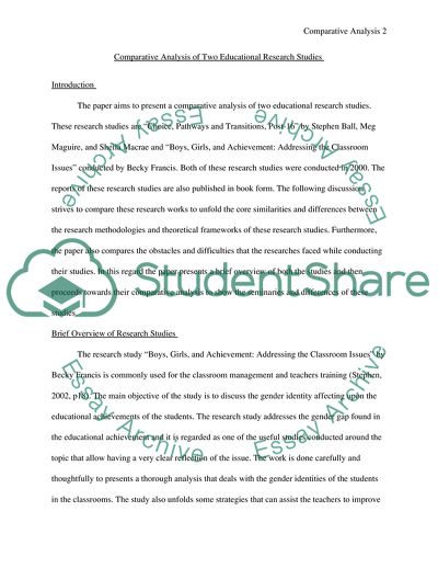 Comparative Analysis of Two Educational Research Studies
