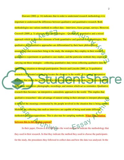 Analysis and Understanding of the Methodology