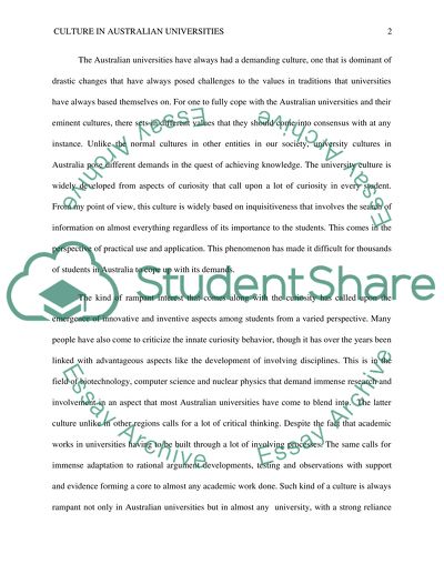 Culture In Australian Universities