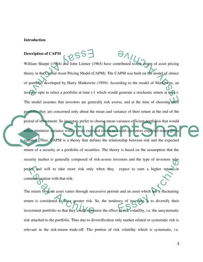 Evaluation of CAPM Using American Stock Market Data
