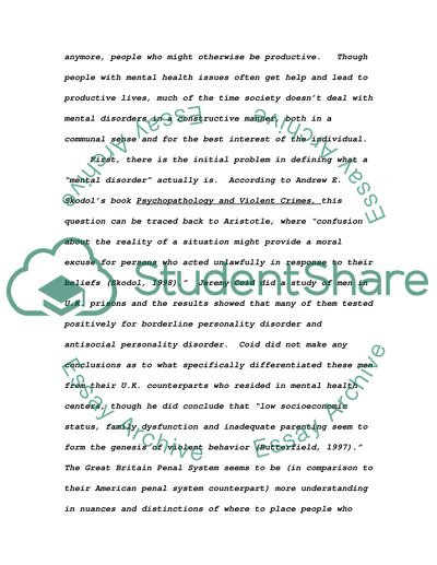 Mental Health and Crime