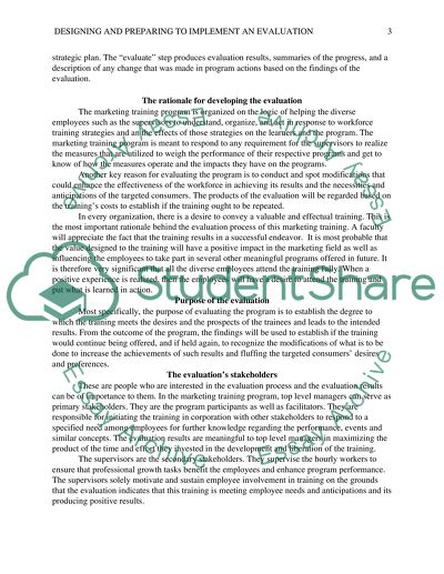 Designing and Preparing the Evaluation