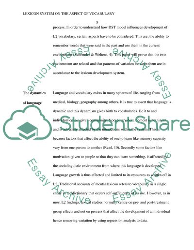 Lexicon System on the Aspect of Vocabulary