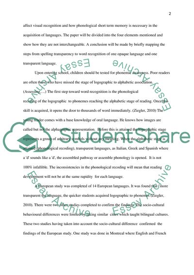 Does Spelling Transparency Affect Visual Word Recognition