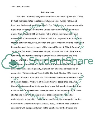 Arab Charter as it Relates to the European Human Rights