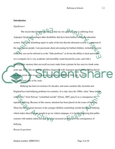 Analysis of Bullying in Schools