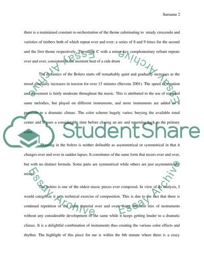 Development of Bolero Dance