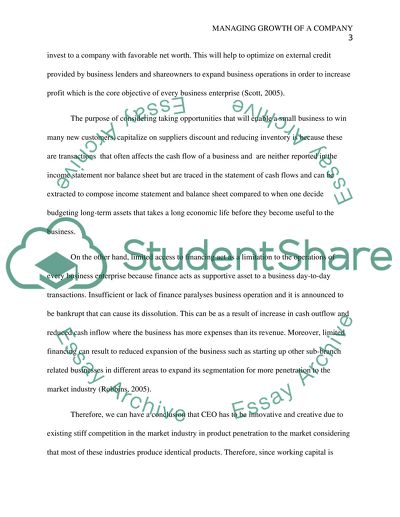 Managing Growth Assignment