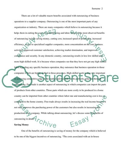 Benefits of Outsourcing: Macro