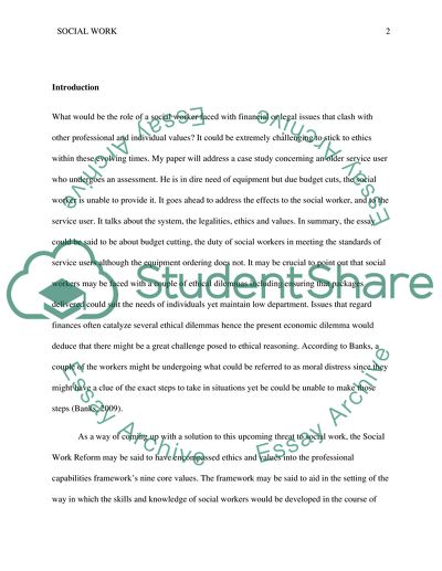 Role of a Social Worker Faced with Ethical and Legal Dilemmas