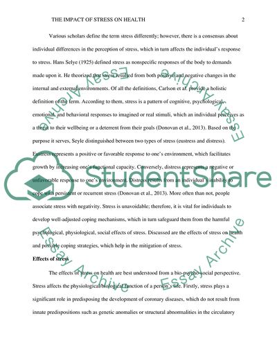 The Impact of Stress on Health