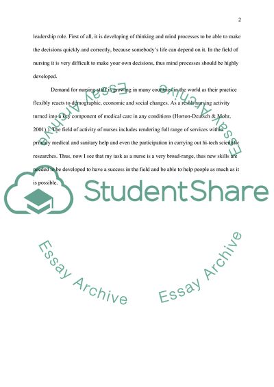 Personal Leadership in Nursing