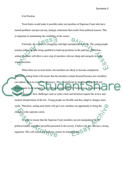 Judicial Terms: Pro Position and Con Position