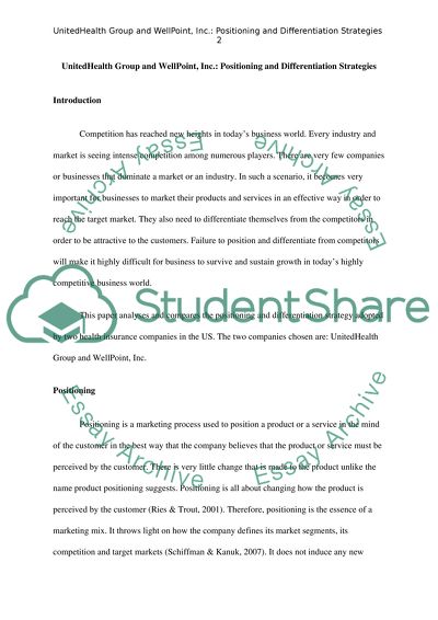Positioning and Differentiation Strategies for UnitedHealth Group and WellPoint