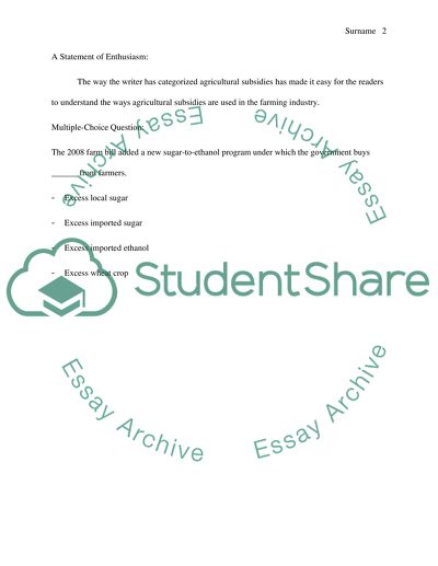 Agricultural Subsidies in the United States and the EU