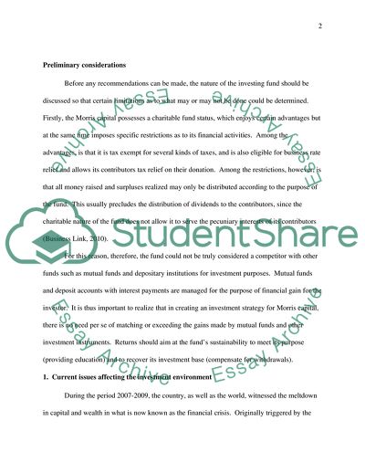 Investment Strategy for Morris Capital