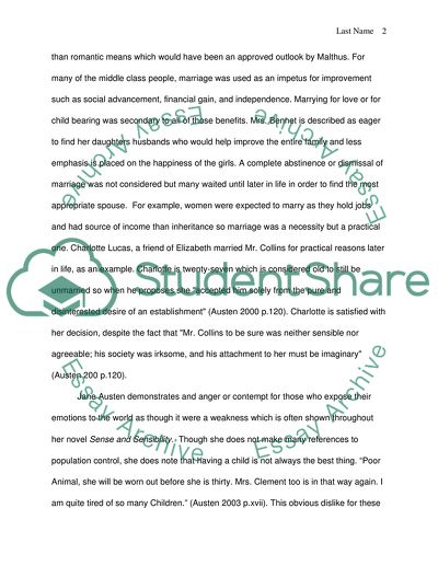 Malthusian Reading of Jane Austen