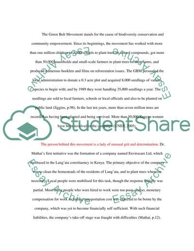 African activism towards environmental conservation: the Green Belt Movement