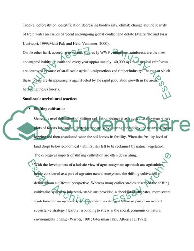 Impacts Of Conversion Of Tropical Forests To Small-Scale Agriculture