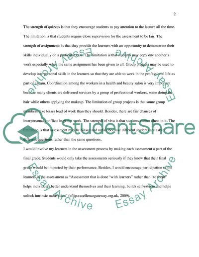 Types of Assessment Used in Teaching