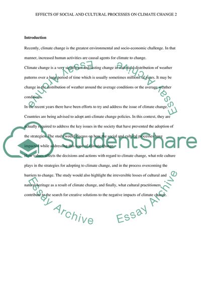 Impact of Social and Cultural Processes on Climate Change