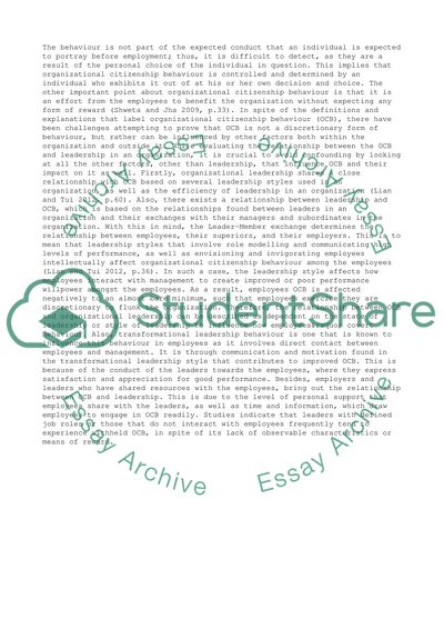 Leadership and Organizational Citizenship Behavior