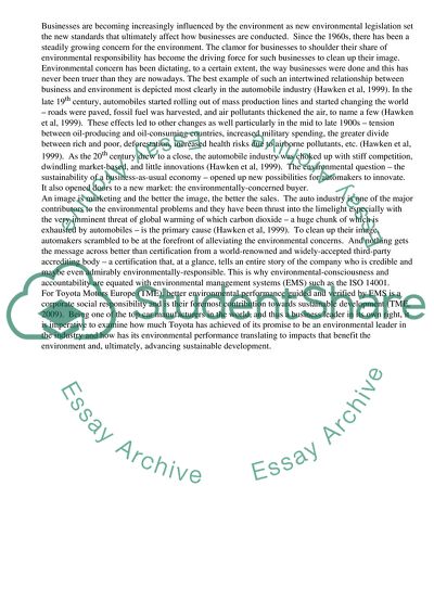 Toyota Motors Europe - an Environmentally-Responsible Business