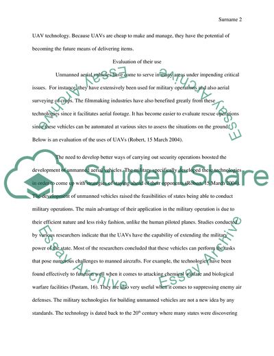 Evaluation of Unmanned Aerial Vehicles