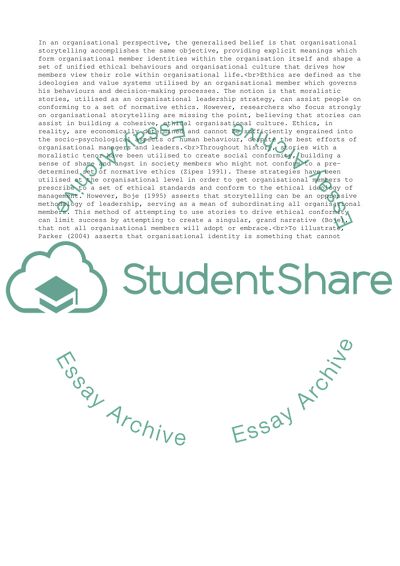 Storytelling as the Effective Creator of an Ethical Framework