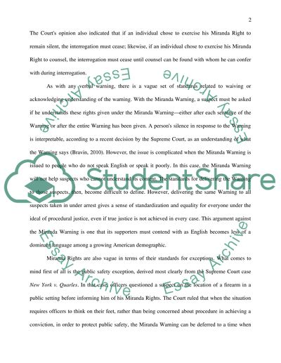 Arguments for Miranda Rights
