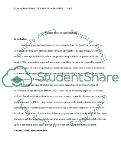 Addressing Spiritual Needs