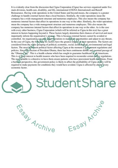 Cigna Corporation Internal and External Factors Evaluation Matrix