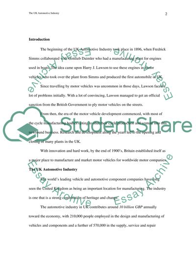 The UK Automobile Industry