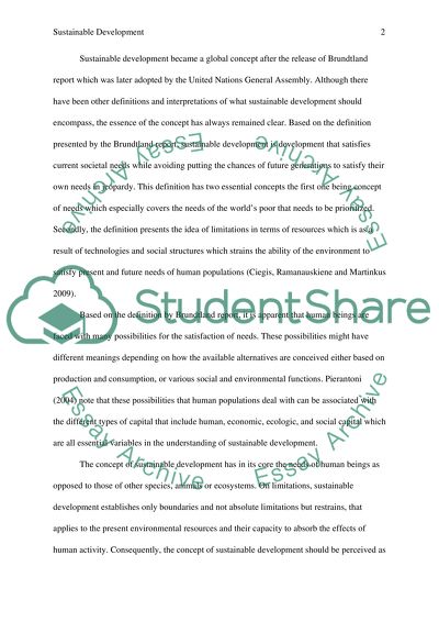 Sustainable Development as a Global Concept