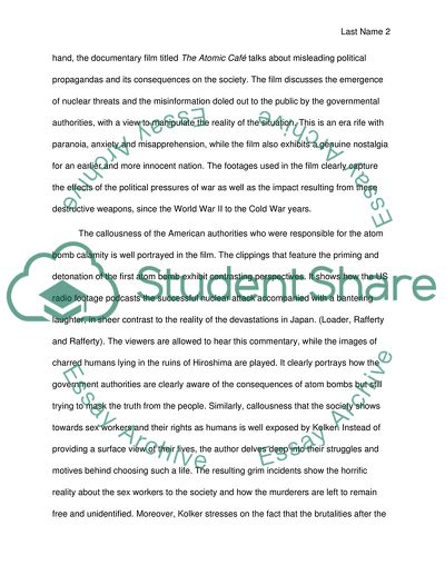 Compares three broad themes found in the film The Atomic Cafe and the book Lost Girls by (kolker)